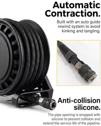 Retractable Air Hose Reel, 1/4" x 23Ft Hybrid Polymer Hose,450 PSI Max - Image 2