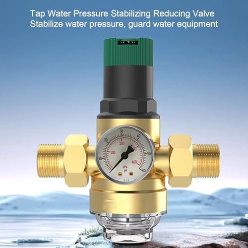 LiebeWH Water Pressure Regulator, Adjustable Brass Reducer with Filter, 0.1 to 122F Pressure Meter for Garden and RV Use (3/4 inch (DN20)) - Image 2