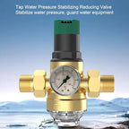 LiebeWH Water Pressure Regulator, Adjustable Brass Reducer with Filter, 0.1 to 122F Pressure Meter for Garden and RV Use (3/4 inch (DN20)) - Image 2