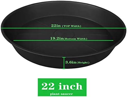 3 Pack of 20 22 inch Plant Saucer (19.2 Inch Base), 3.6" Depth Tray, Bath Baths Bowl for Garden, Large Deep Plastic Plant Trays for Indoors Outdoor, Tray for Planter 19-23" (22", Black) - Image 2