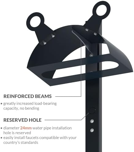 Garden Hose Holder Freestanding for Outside With Tool Storage Heavy Duty 2MM Carbon Steel (Deep Grey, Without Faucet) - Image 3