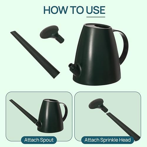 Modern 1.8 Liter Plastic Watering Can with Detachable Spout and Sprinkler Head, Designed for Controlled Pouring and Easy Handling, Green - Image 2