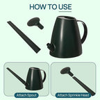 Modern 1.8 Liter Plastic Watering Can with Detachable Spout and Sprinkler Head, Designed for Controlled Pouring and Easy Handling, Green - Image 2