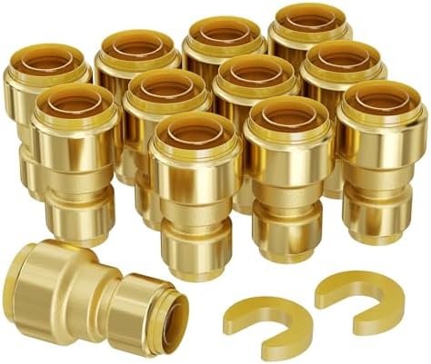 VEVOR Brass Pipe Fittings Push-Fit,Straight-Through,1/2"-3/4" 12PCS by VEVOR