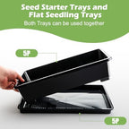 RooTrimmer 5 Pack Soil Blocking Trays(14"x12"x3"), Plastic Flat Plant Tray for Holding or Collecting Drainage Water, Elevated Microgreen Seed Starter Tray for Seed Germination (Black) - Image 3