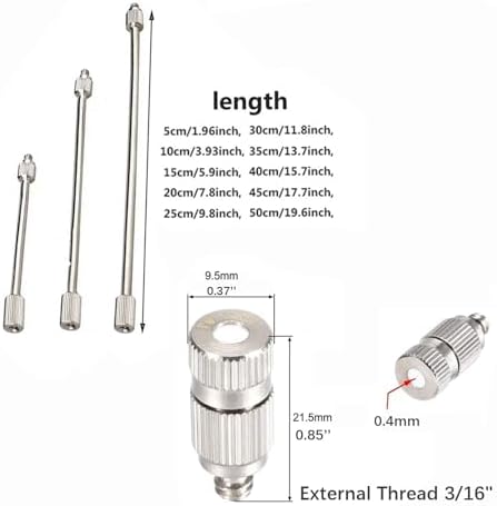 10 Pack Flexible Nozzle Extension for 3/16 UNC Fog Nozzle, Atomization Sprayer Nozzle Extensions Misting Extended Pole, High Pressure Stainless Steel Misting Nozzles(Size:Pole 20cm,) - Image 2