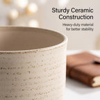 8 Inch Ceramic Plant Pot with Drainage Hole & Separate Saucer - Image 5