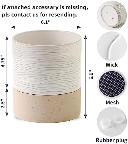 Nihow Ceramic Self Watering Plant Pot for Indoor Plants, 6 Inch,Cream White - Image 2