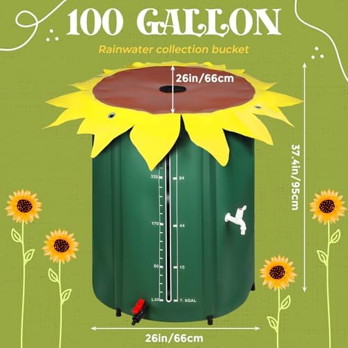 Collapsible Rain Barrel, 53/100 Gallon Portable Rain Water Collection Barrel, PVC Rainwater Collection System with Spigots and Overflow Kit, Water Barrel for Garden Water Catcher A100 - Image 2