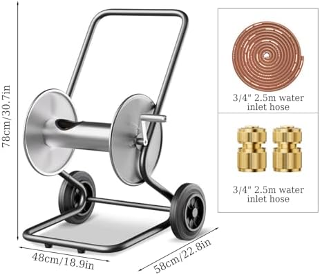 Outdoor Mobile Hose Reel Cart, Heavy Duty Hose Reel, Storage Rack for Planting, Garden Watering, Lawn Irrigation, Car Washing - Image 2