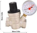 Adjustable Water Pressure Regulator with Meter Brass RV Pressure Reducer for Gardens Plumbing Systems RVs Travel Trailers (DN20) - Image 2