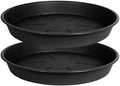 OVZILKI 2 Pack of Plant Saucer Tray 19 inch, Heavy Duty Plastic Pot Plant Drip Trays Saucers for Indoors Outdoor, Plant Water Tray for Planters 16-19" (19", Black) by OVZILKI