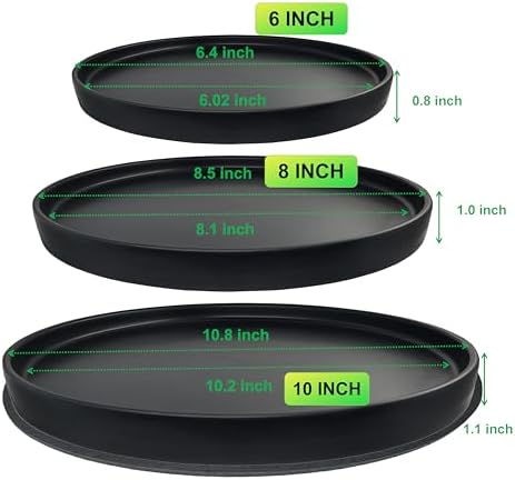 Ceramic Plant Saucer Pot Tray 6, 8, 10 Inch Black, Planter Saucers for Indoors Outdoor, Durable Sturdy Flower Drainage drip Water Tray for Glazed Pots Base - Image 2