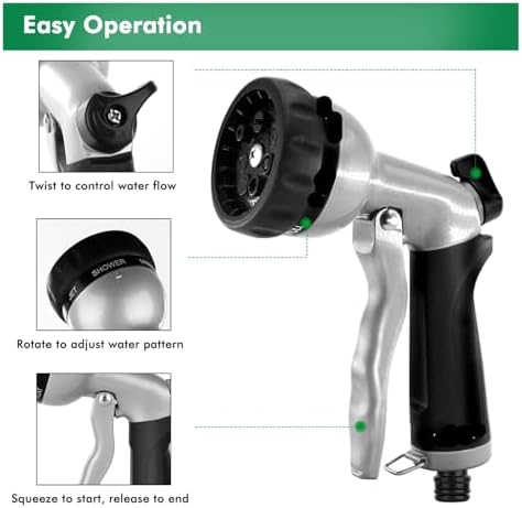 Pressure Metal Water Nozzle Sprayer With 7 Spray Patterns Heavy Duty Garden Water For Watering Plants Washing Cars&Pets Nozzles - Image 5