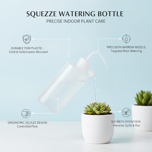 Precision Squeeze Watering Bottle with Narrow Nozzle, Durable POM Plastic for Indoor Plants, White - Image 4