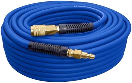Estwing E1450PVCR 1/4" x 50' PVC / Rubber Hybrid Air Hose with Brass 1/4" NPT Industrial Fitting and Universal Quick Connect Coupler - Image 2