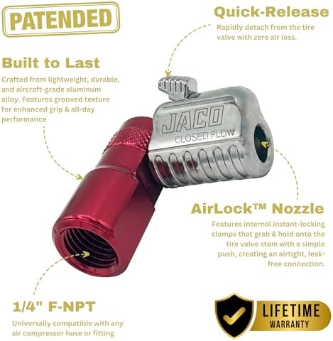 JACO Lightning L2 Quick-Connect Tire Air Chuck - 1/4" F-NPT (Closed Flow) - Image 2