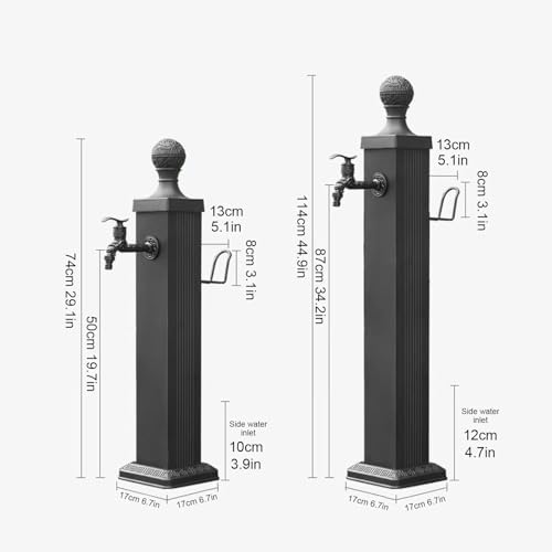 Outdoor Vintage Column Faucet, Freestanding Hose Holder, Vertical Garden Water Column, Yard Hydrant for Washing Cars and Watering(114cm/44.9in) - Image 6