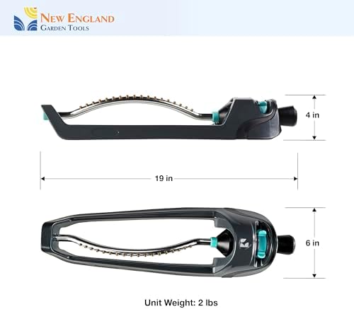 Turbo All-Metal Oscillating Sprinkler 100005 for Lawn, Heavy Duty Metal Tube & Base, Adjustable Pattern to Cover Up to 4,000 Sq Ft, 18 Brass Nozzles for Even Watering, by New England Garden Tools - Image 6