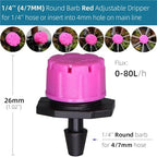 Drip Irrigation Emitters 500pcs Adjustable 8-Holes Drippers Irrigation Spinkler Nozzle Balcony Greenhouse Watering Emitters(I-Pink Round) - Image 2