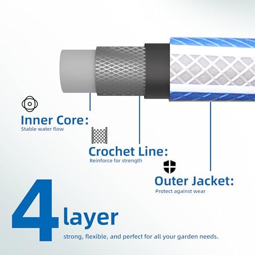 50 ft Heavy Duty 3/4” Garden Hose, Solution4Patio, Male to Female Fittings - Image 2