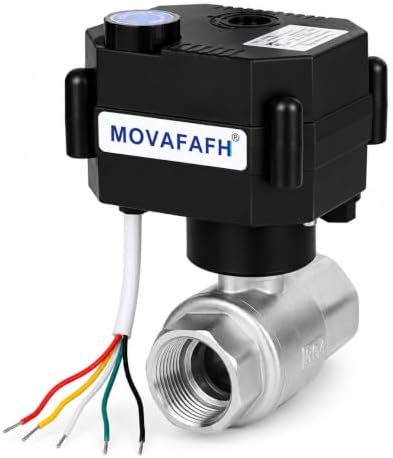 3/4" Motorized Ball Valve - 9-24V DC Electric Water Valve with Full Port, 5 Wire Automatic Ball Valve, Stainless Steel with Manual Function, NSF Certified, IP67 by movafaFH