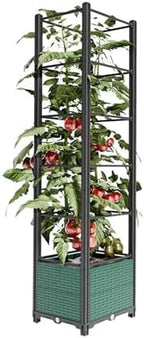 Raised Garden Bed Outdoor, with Trellis, Planter Boxes for Planting Vegetables, Flowers, Herbs, Tomato - Rust-Resistant Elevated Garden Beds Kit(Green,50x40x177cm) by Unknown