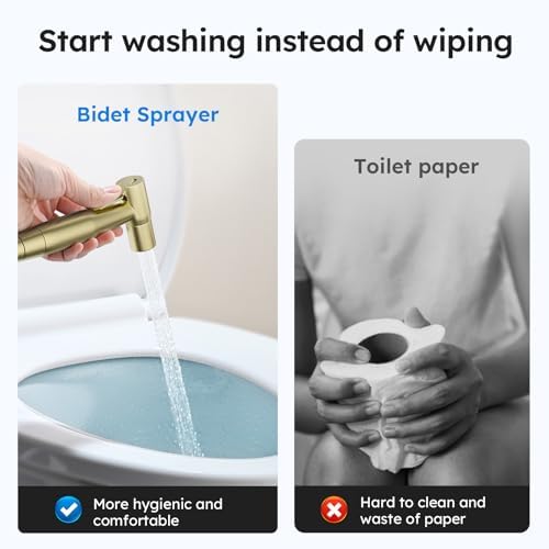 Arofa Handheld Bidet Sprayer, Bidet Attachment for Toilet, Brushed Gold - Image 3