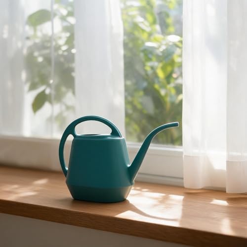 2 Gallon Plastic Watering Can with Long Spout for Indoor Outdoor Plants, Ergonomic Handle Garden Water Pot for Home Flower Bed, Green Blue Grey(Dark Green - 2L) - Image 4