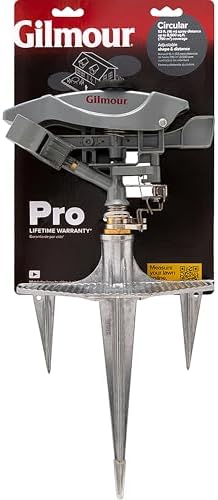 Gilmour Pro Heavy Duty Circular Water Sprinkler with Spike Base, Rotating Sprinkler Head with Adjustable Spray Pattern, Lawn Sprinkler for Large Area Coverage, Silver - Image 3
