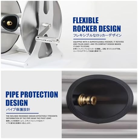Retractable Hose Winder Set，Stainless Steel Garden Hose Reel Cart Hanger，Suitable for Outdoor Gardens, Courtyards, Lawns, Farms, and Terraces, Easy to Install.(40m) - Image 5