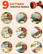 90FT Retractable Garden Hose Reel 5/8 Inch, Automatic Slow Return & Any Length Lock, Wall Mounted Heavy Duty Hose Reels for Outside with 9 Spray Nozzle, 180° Swivel UV Resistant - Image 5