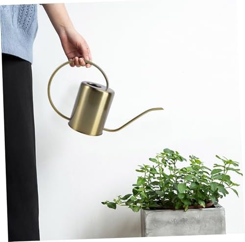 ORFOFE Stainless Steel Watering Pot with Long Spout Ergonomic Handle Rust-Resistant Watering Kettle for Indoor Outdoor Plants Gardening and Vegetable Garden Use Golden - Image 4