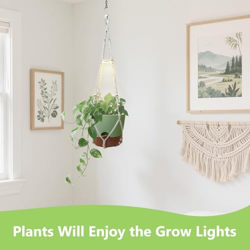 2 Pack Self Watering Hanging Planters with Grow Light for Indoor Plants - Image 3