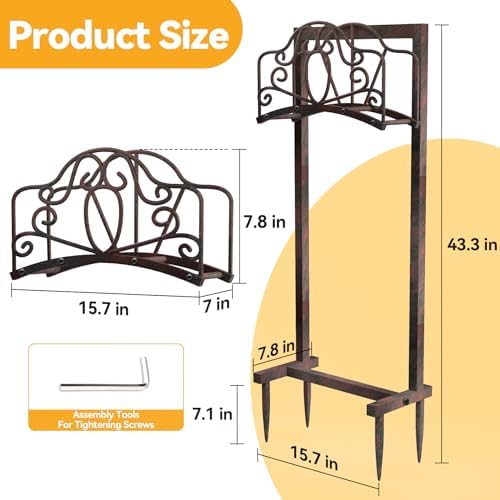 Garden Hose Holder, Heavy Duty Storage Reel Stand, Rustic Floral - Image 3