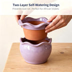 6.5 inch self Watering African Violet pots, Smoky Purple - Image 6