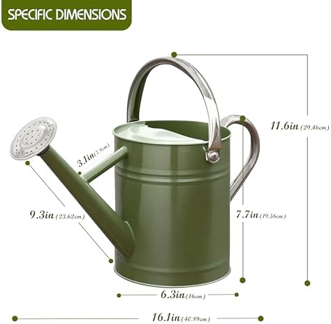 Metal Watering Can, 1 Gallon for Outdoor Garden Plants,EGreen - Image 2