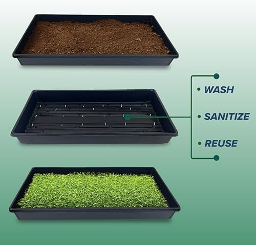 10 Plant Growing Trays (WITH Drain Holes) - 20" x 10" - Perfect Garden Seed Starter Grow Trays: For Seedlings, Indoor Gardening, Growing Microgreens, Wheatgrass & More - Soil or Hydroponic - Image 4