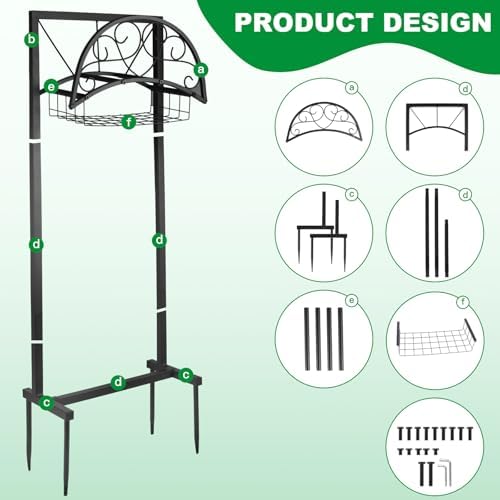 Garden Hose Holder Stand with Storage Basket, Heavy Duty Freestanding Metal Hose Hanger Rack for Outside, Holds Up to 150FT Water Hose, 4 Anchor Spikes, Yard Lawn Garden - Image 3