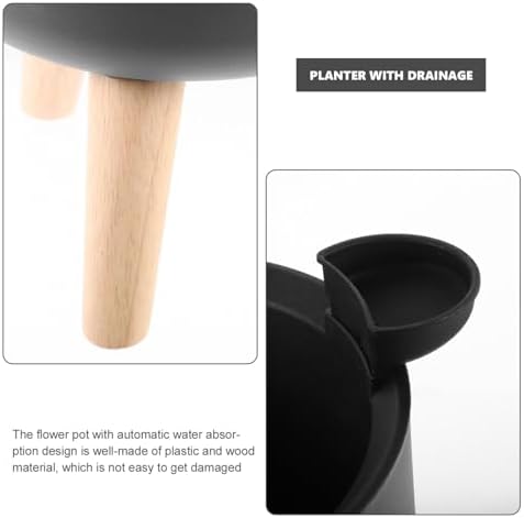 VICASKY 2pcs Self-Watering Indoor Planter Pot Wooden Base and Stylish Design for Living Room and Bedroom for Flower and Nursery Plants Insert - Image 4