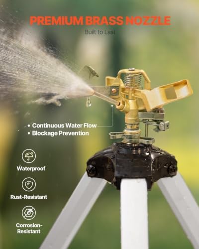 Heavy Duty Tripod Water Sprinkler for Large Yard, Adjustable Brass Impact - Image 5