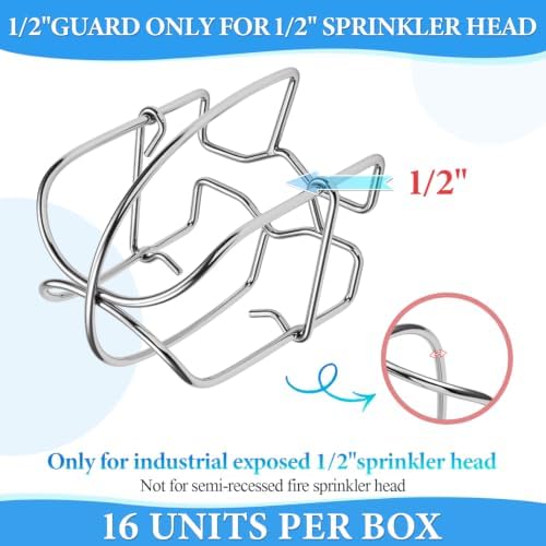 Shimeyao 16 Pcs Silver 1/2" Fire Sprinkler Head Cage Guard Protector Cover Watering Equipment System Sprinkler Bracket for Pendent Upright Horizontal Sidewall Double Hook Ceiling Mount - Image 2