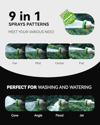 RAINPOINT Watering Wand For Garden Hose, 16 Inch Metal Hose Nozzle Wand with 9 Spray Patterns, Long Hose Sprayer For Hanging Baskets, Shrubs,Lawn - Image 6