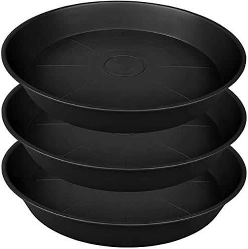 3 Pack of 20 22 inch Plant Saucer (19.2 Inch Base), 3.6" Depth Tray, Bath Baths Bowl for Garden, Large Deep Plastic Plant Trays for Indoors Outdoor, Tray for Planter 19-23" (22", Black) by Bleuhome