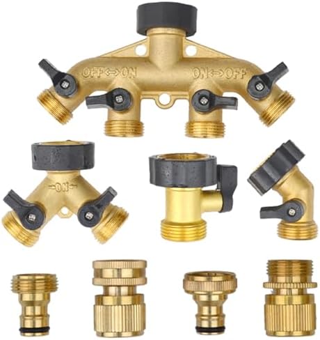 Garden Hose Splitter Heavy Duty Connector Brass Hose Adapter Splitter Water Hose Splitter Hose Spigot Connectors for Water Faucet & Spigot(4 Way USA) - Image 7