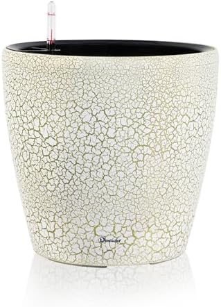 Dexceder 18x17 Self Watering Planter with Wheels (White Gold Crackle) by Dexceder