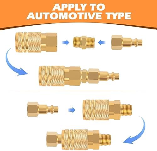 Industrial Air Coupling,1/4" NPT Plug and Air Hose Coulper,and FNPT Plug and Quick Adapter Set, 1/4" Basic Flow Quick Connect Air Coupler、Brass Air Compressor Accessories Fitting(36pieces) - Image 5