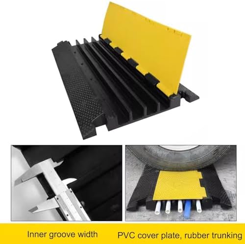 Cable Protector Ramp 4-Channel Rubber Cable Ramp, Heavy Duty Cable Protector Wire/Hose/Pipe Hider Driveway Protective Covering - Image 4