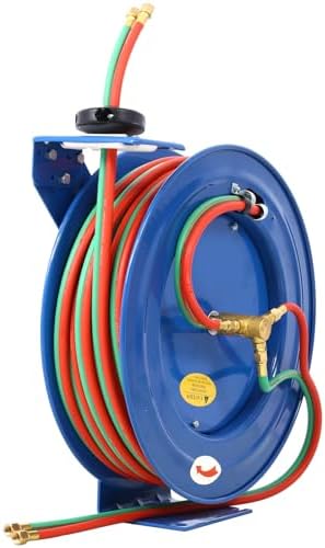 Retractable Twin Welding Hose Reel 100 FT,1/4 Inch Oxygen Acetylene Hoses by WhereFurnitureMeetsArtistry