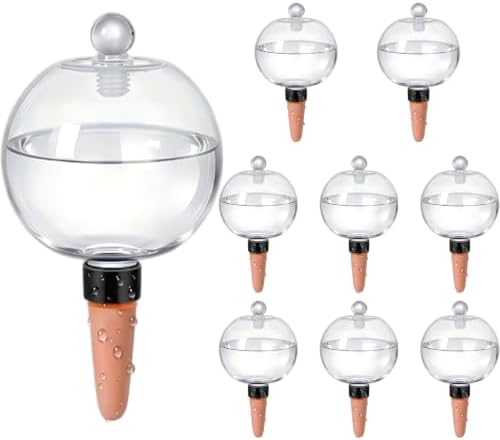 8 Pack EX-Large Plant Watering Globes with Cover 26oz Top Fill Plastic Water Bulbs Self Watering Planter Inser, Slow Release Terracott, Plant Watering Devices for Plants by Hlimior